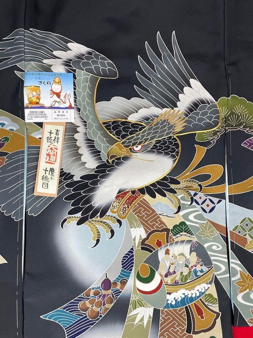 専用です★逸品　正絹綸子黒色に枝垂れ菊と貝桶文　七歳着物フルセット 専用です☆逸品 正絹綸子黒色に枝垂れ菊と貝桶文 七歳